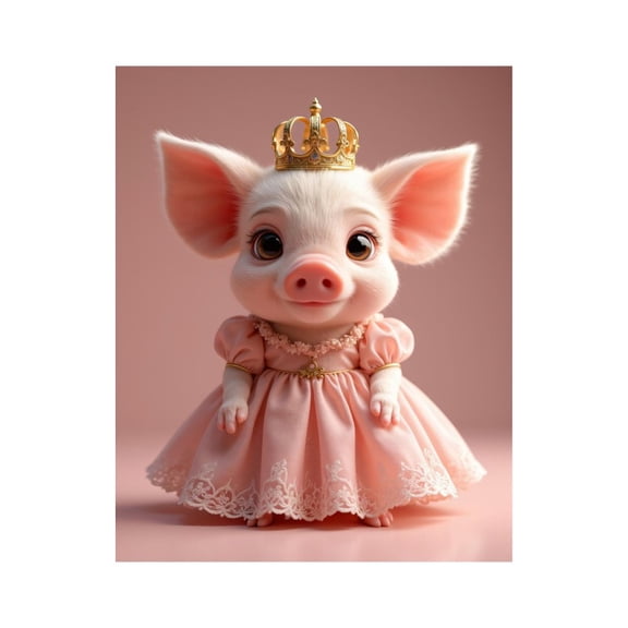 Paint by Numbers Kit for Adults, Pink Princess Piglet Dress Crown Paint by Numbers, Easy Paint by Numbers Kit for Adults Beginner, DIY Adult Paint by Number Kits on Canvas, Home Decor