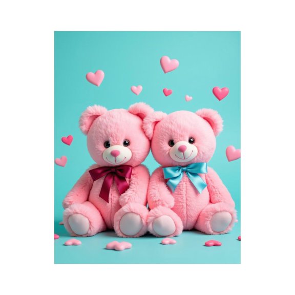 Paint by Numbers Kit for Adults, Pink Teddy Bears With Hearts Paint by Numbers, Easy Paint by Numbers Kit for Adults Beginner, DIY Adult Paint by Number Kits on Canvas, Home Decor