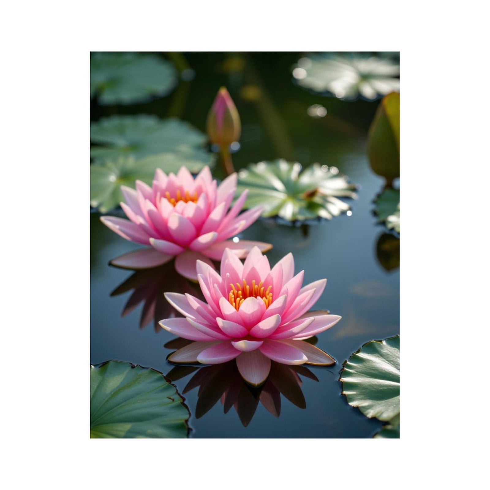 Paint by Numbers Kit for Adults, Pink Water Lilies Blooming Pond Paint ...