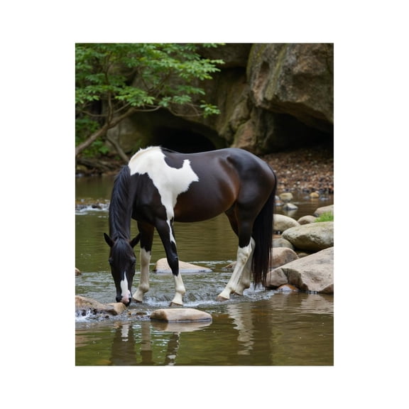 Paint by Numbers Kit for Adults, Pinto Horse Creek Nature Serenity Paint by Numbers, Easy Paint by Numbers Kit for Adults Beginner, DIY Adult Paint by Number Kits on Canvas, 12x16in Home Decor