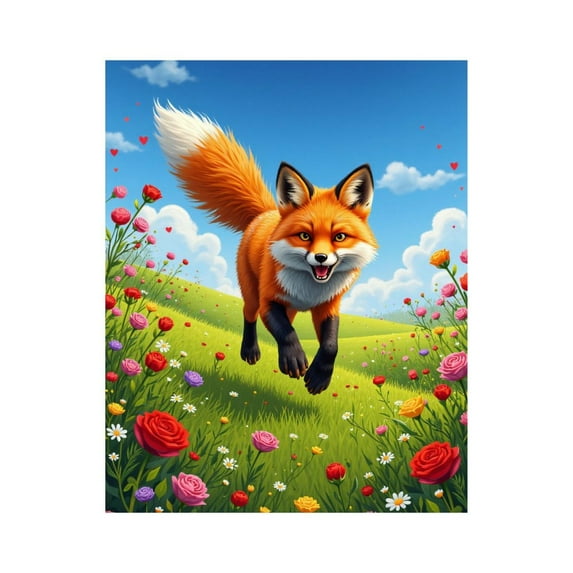 Paint by Numbers Kit for Adults, Playful Fox In Vibrant Flower Field Paint by Numbers, Easy Paint by Numbers Kit for Adults Beginner, DIY Adult Paint by Number Kits on Canvas, Home Decor