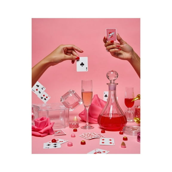 Paint by Numbers Kit for Adults, Playing Cards Pink Celebration Mood Paint by Numbers, Easy Paint by Numbers Kit for Adults Beginner, DIY Adult Paint by Number Kits on Canvas, Home Decor