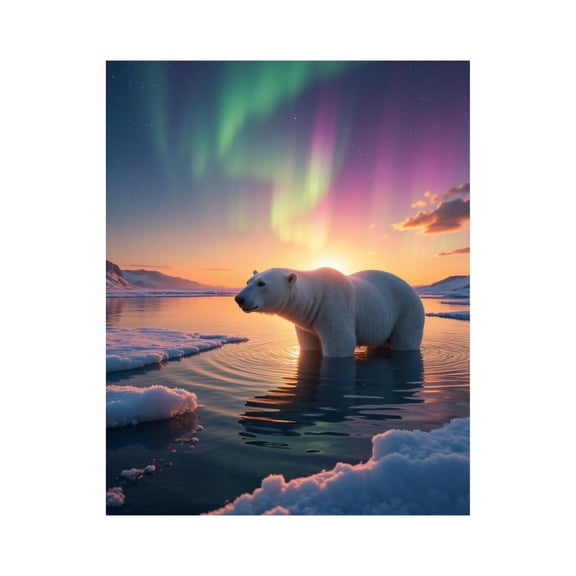 Paint by Numbers Kit for Adults, Polar Bear Northern Lights Sunset Paint by Numbers, Easy Paint by Numbers Kit for Adults Beginner, DIY Adult Paint by Number Kits on Canvas, Home Decor