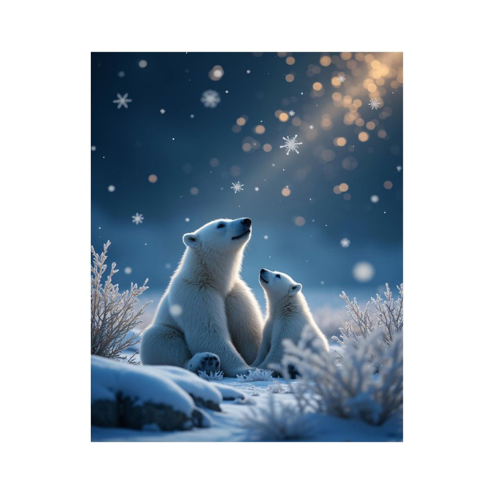Paint by Numbers Kit for Adults, Polar Bears Snowy Night Paint by Numbers, Easy Paint by Numbers Kit for Adults Beginner, DIY Adult Paint by Number Kits on Canvas, Home Decor