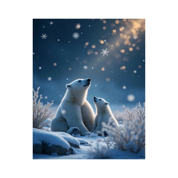 Paint by Numbers Kit for Adults, Polar Bears Snowy Night Paint by Numbers, Easy Paint by Numbers Kit for Adults Beginner, DIY Adult Paint by Number Kits on Canvas, Home Decor