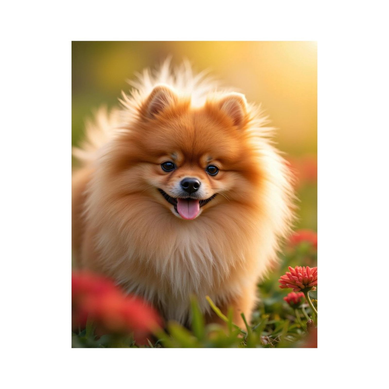 Paint by Numbers Kit for Adults, Pomeranian Flower Field Sunshine Paint by Numbers, Easy Paint by Numbers Kit for Adults Beginner, DIY Adult Paint by Number Kits on Canvas, Home Decor