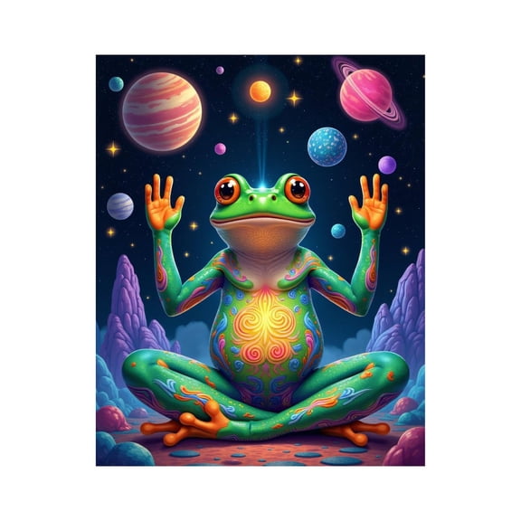 Paint by Numbers Kit for Adults, Psychedelic Space Frog Meditation Paint by Numbers, Easy Paint by Numbers Kit for Adults Beginner, DIY Adult Paint by Number Kits on Canvas, Home Decor