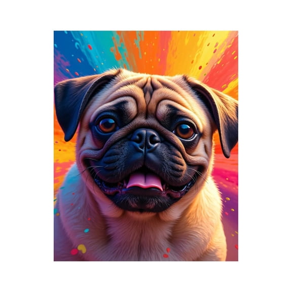 Paint by Numbers Kit for Adults, Pug Joyful Color Burst Paint by Numbers, Easy Paint by Numbers Kit for Adults Beginner, DIY Adult Paint by Number Kits on Canvas, Home Decor