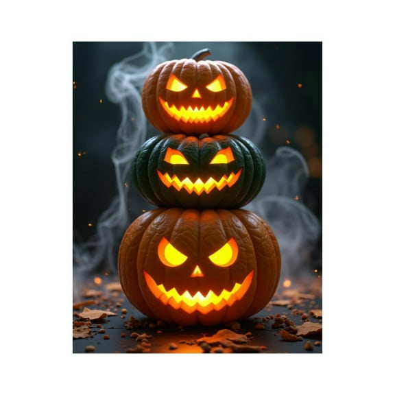 Paint by Numbers Kit for Adults, Pumpkin Lanterns Stack Smoky Halloween Paint by Numbers, Easy Paint by Numbers Kit for Adults Beginner, DIY Adult Paint by Number Kits on Canvas, Home Decor