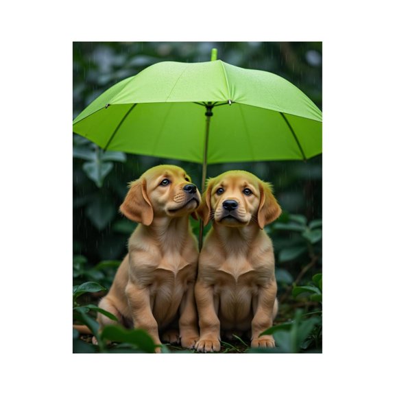 Paint by Numbers Kit for Adults, Puppies Green Umbrella Rainy Day Paint by Numbers, Easy Paint by Numbers Kit for Adults Beginner, DIY Adult Paint by Number Kits on Canvas, 12x16in Home Decor