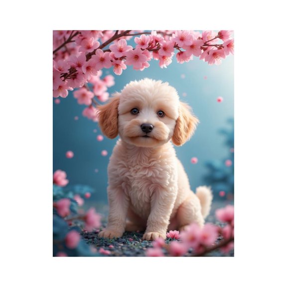 Paint by Numbers Kit for Adults, Puppy Blossoms Spring Serenity Paint by Numbers, Easy Paint by Numbers Kit for Adults Beginner, DIY Adult Paint by Number Kits on Canvas, 12x16in Home Decor