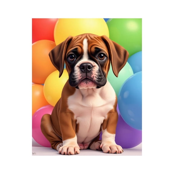 Paint by Numbers Kit for Adults, Puppy Celebration Colorful Balloons Paint by Numbers, Easy Paint by Numbers Kit for Adults Beginner, DIY Adult Paint by Number Kits on Canvas, Home Decor