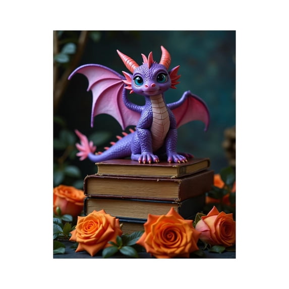 Paint by Numbers Kit for Adults, Purple Dragon Roses Books Fantasy Paint by Numbers, Easy Paint by Numbers Kit for Adults Beginner, DIY Adult Paint by Number Kits on Canvas, Home Decor