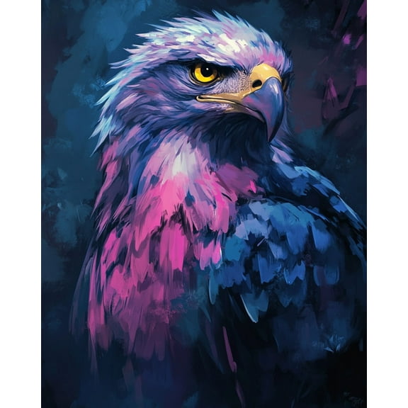 Paint by Numbers Kit for Adults-Purple Night Eagle- Beginner DIY Color by Number Set on Canvas Acrylic Oil Paintings Crafts, Gifts, Home Wall Decor (12 X 16 inches)-