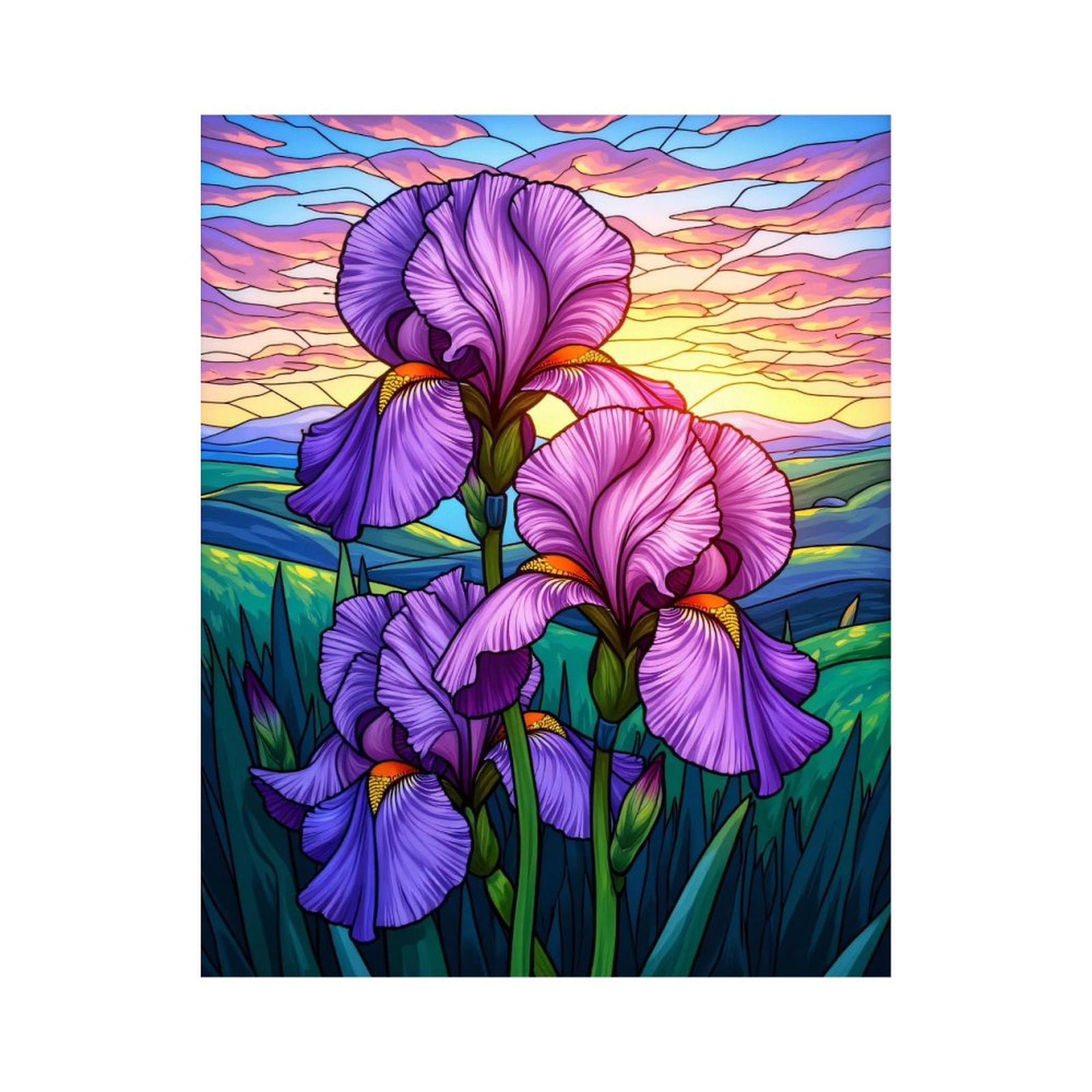 Paint by Numbers Kit for Adults, Purple Sunset Blooming Irises Paint by Numbers, Easy Paint by Numbers Kit for Adults Beginner, DIY Adult Paint by Number Kits on Canvas, Home Decor