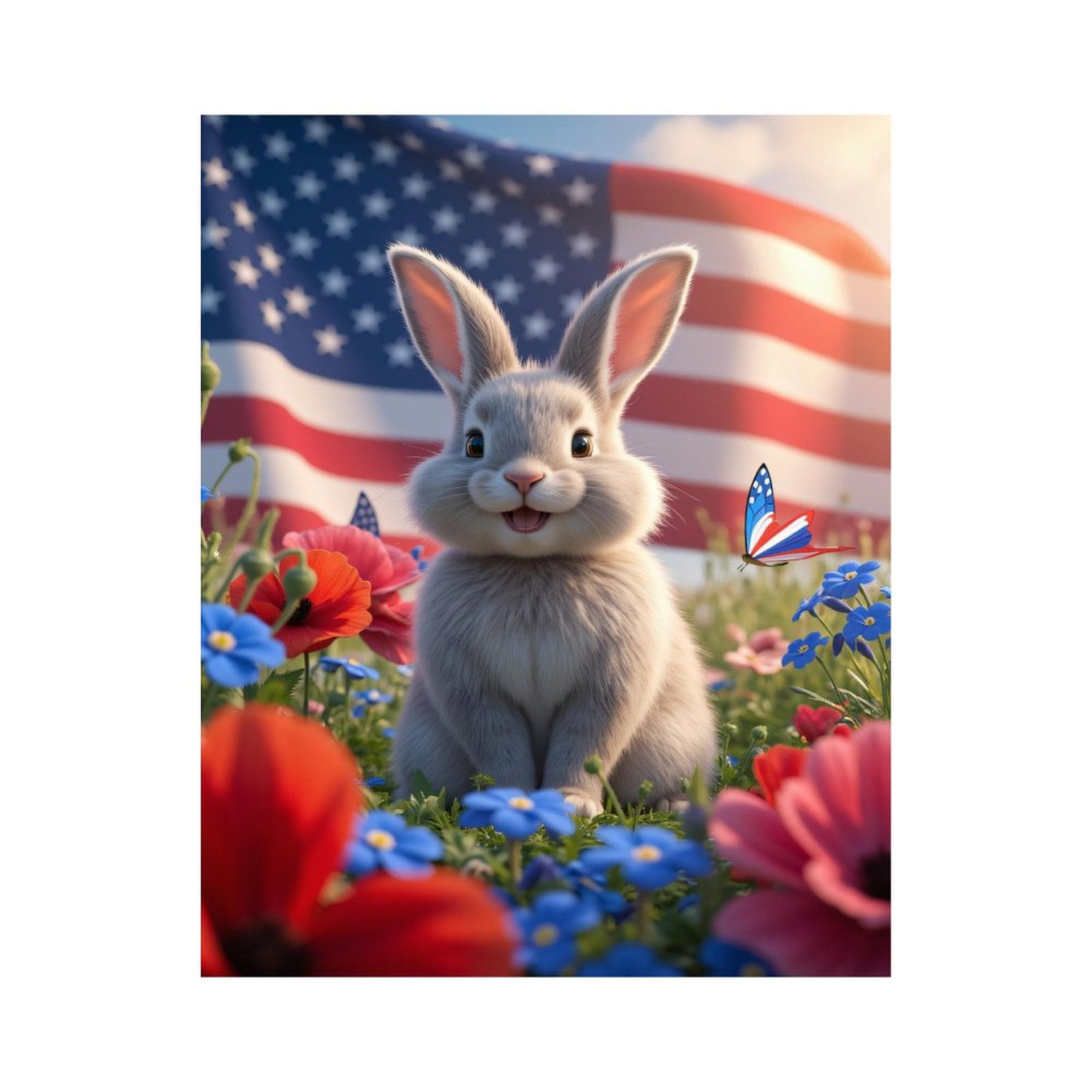 Paint by Numbers Kit for Adults, Rabbit Patriotic Meadow Blossoms ...