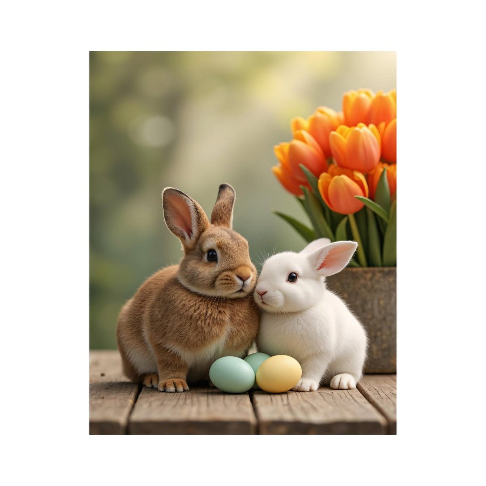 Paint by Numbers Kit for Adults, Rabbits Eggs Tulips Wood Table Paint ...