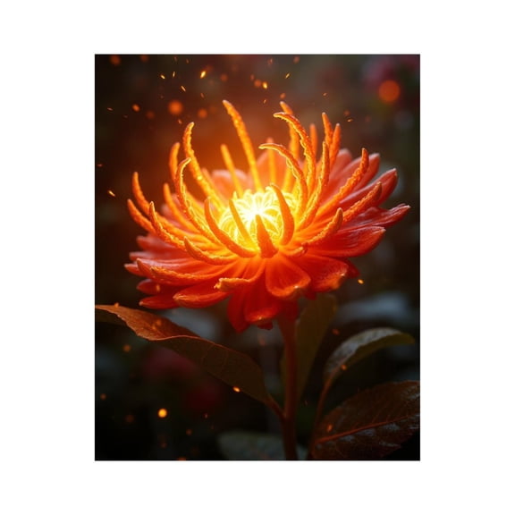 Paint by Numbers Kit for Adults, Radiant Orange Flower Glow Sparkles Paint by Numbers, Easy Paint by Numbers Kit for Adults Beginner, DIY Adult Paint by Number Kits on Canvas, Home Decor