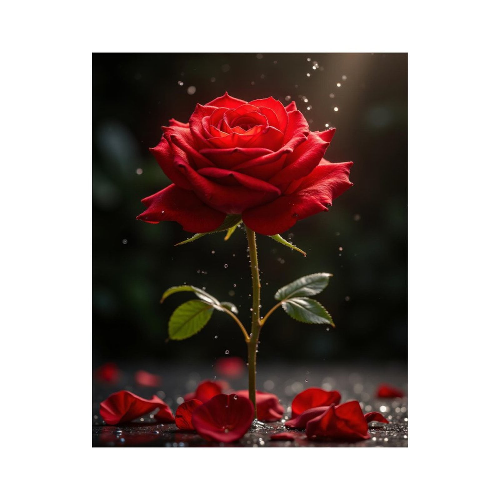 Paint by Numbers Kit for Adults, Radiant Red Rose With Petals Droplets Paint by Numbers, Easy Paint by Numbers Kit for Adults Beginner, DIY Adult Paint by Number Kits on Canvas, Home Decor