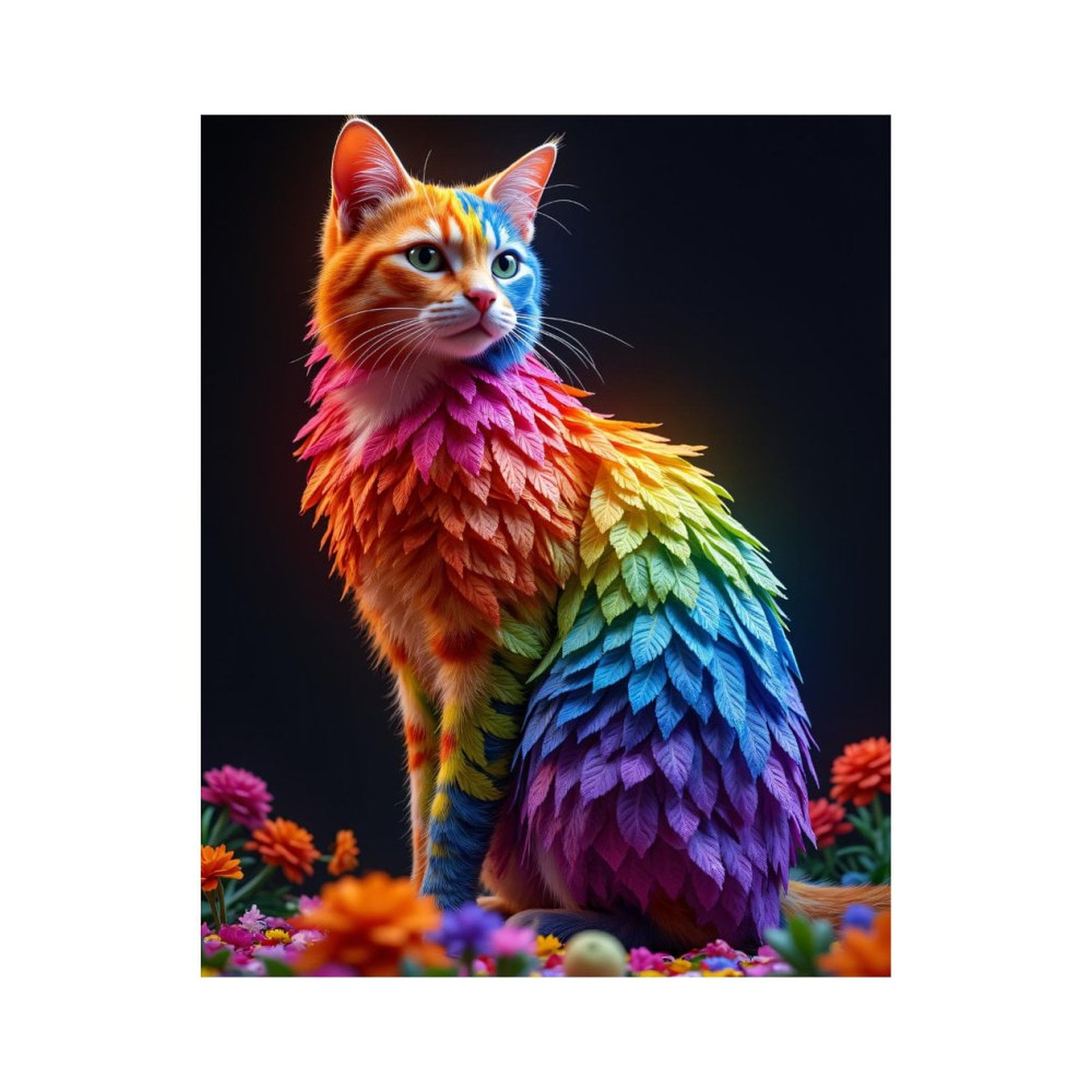 Paint by Numbers Kit for Adults, Rainbow Cat Fantasy Leaves Flowers Paint by Numbers, Easy Paint by Numbers Kit for Adults Beginner, DIY Adult Paint by Number Kits on Canvas, Home Decor