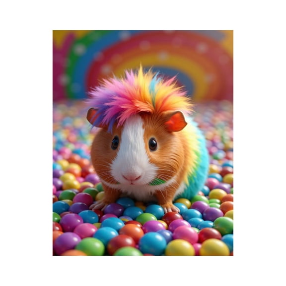 Paint by Numbers Kit for Adults, Rainbow Guinea Pig On Colorful Beads Paint by Numbers, Easy Paint by Numbers Kit for Adults Beginner, DIY Adult Paint by Number Kits on Canvas, Home Decor