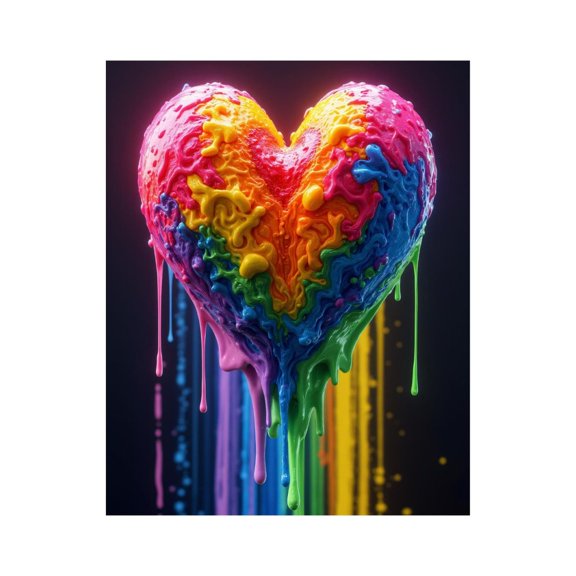 Paint by Numbers Kit for Adults, Rainbow Melting Heart Art Dripping Paint by Numbers, Easy Paint by Numbers Kit for Adults Beginner, DIY Adult Paint by Number Kits on Canvas, Home Decor