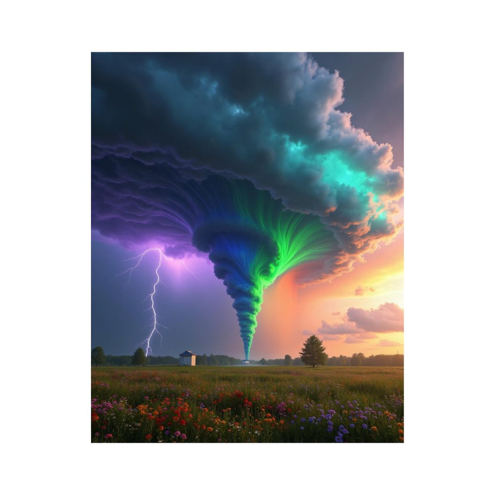 Paint by Numbers Kit for Adults, Rainbow Tornado Over Flower Field Paint by Numbers, Easy Paint by Numbers Kit for Adults Beginner, DIY Adult Paint by Number Kits on Canvas, Home Decor