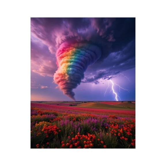 Paint by Numbers Kit for Adults, Rainbow Tornado Over Flower Fields Paint by Numbers, Easy Paint by Numbers Kit for Adults Beginner, DIY Adult Paint by Number Kits on Canvas, 12x16in Home Decor