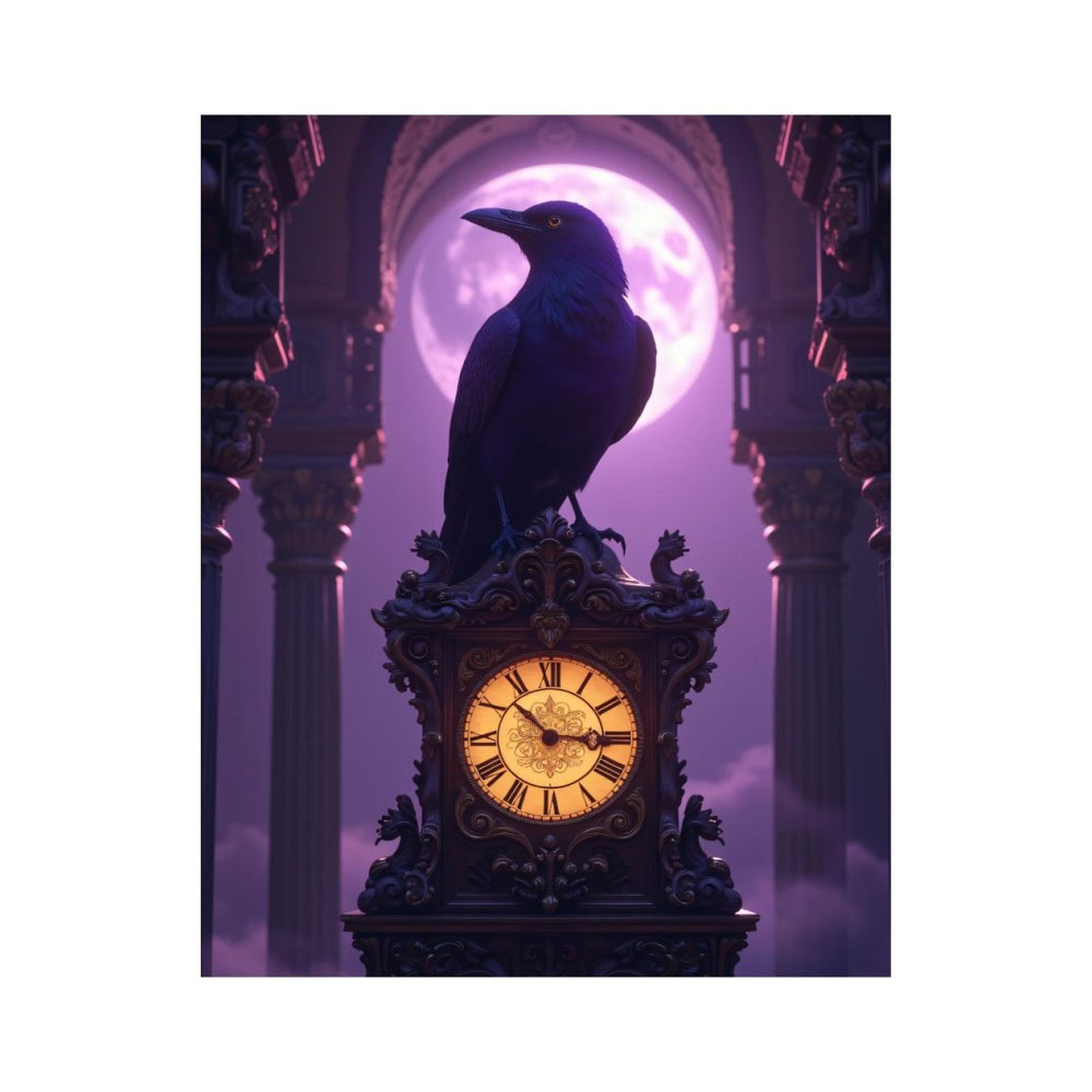Paint by Numbers Kit for Adults, Raven On Gothic Clock Moonlit Night Paint by Numbers, Easy Paint by Numbers Kit for Adults Beginner, DIY Adult Paint by Number Kits on Canvas, Home Decor