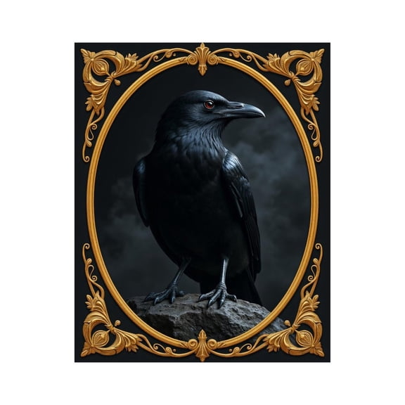 Paint by Numbers Kit for Adults, Raven Portrait Golden Frame Paint by Numbers, Easy Paint by Numbers Kit for Adults Beginner, DIY Adult Paint by Number Kits on Canvas, Home Decor