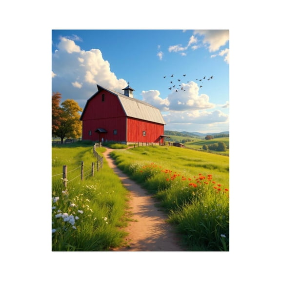 Paint by Numbers Kit for Adults, Red Barn Countryside Path Nature Paint by Numbers, Easy Paint by Numbers Kit for Adults Beginner, DIY Adult Paint by Number Kits on Canvas, 12x16in Home Decor