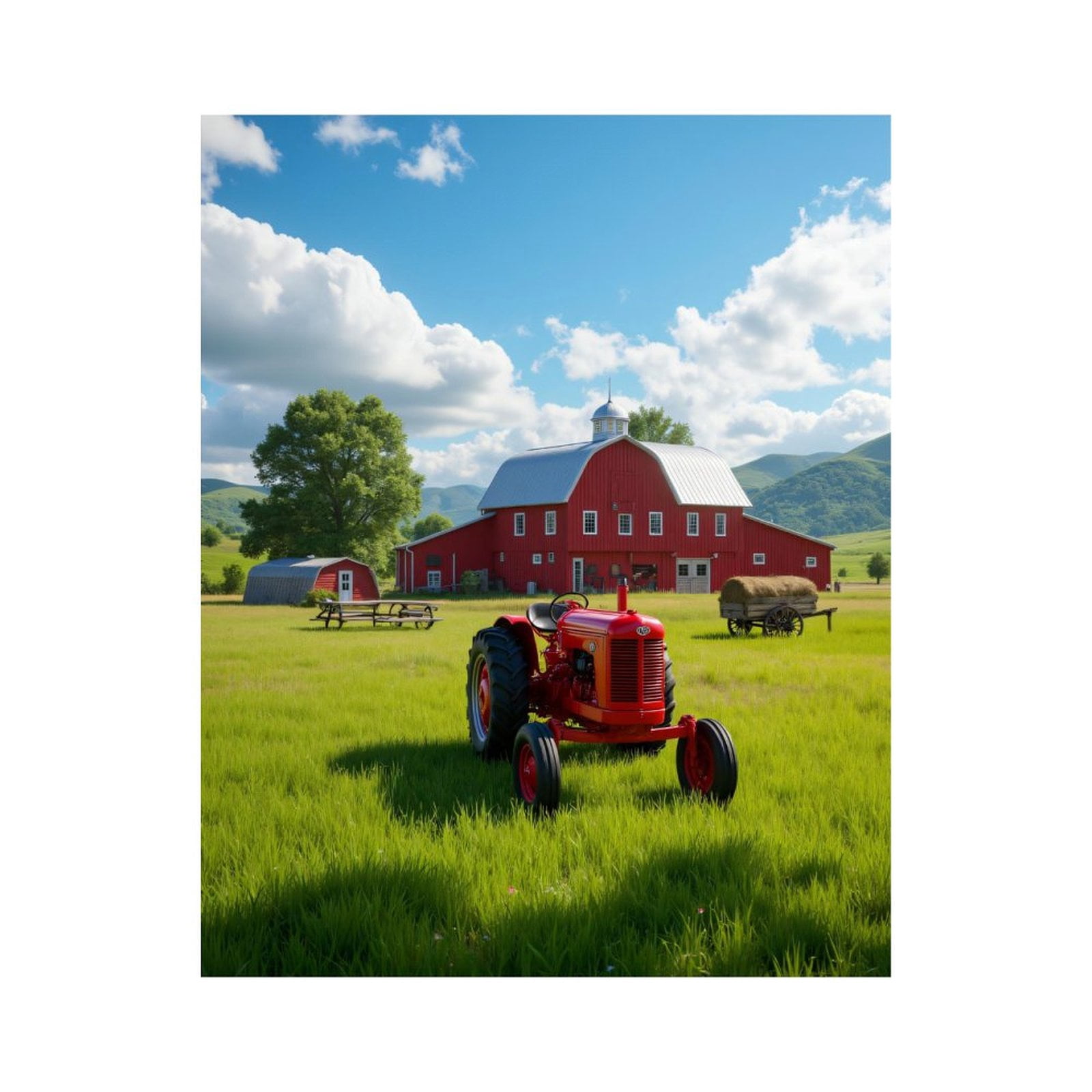 Paint by Numbers Kit for Adults, Red Barn Tractor Field Sky Paint by Numbers, Easy Paint by Numbers Kit for Adults Beginner, DIY Adult Paint by Number Kits on Canvas, Home Decor