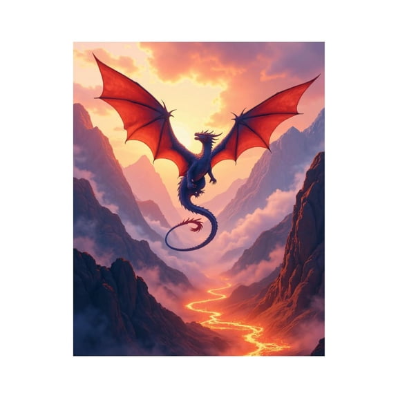 Paint by Numbers Kit for Adults, Red Dragon Soaring Over Volcano Paint by Numbers, Easy Paint by Numbers Kit for Adults Beginner, DIY Adult Paint by Number Kits on Canvas, Home Decor
