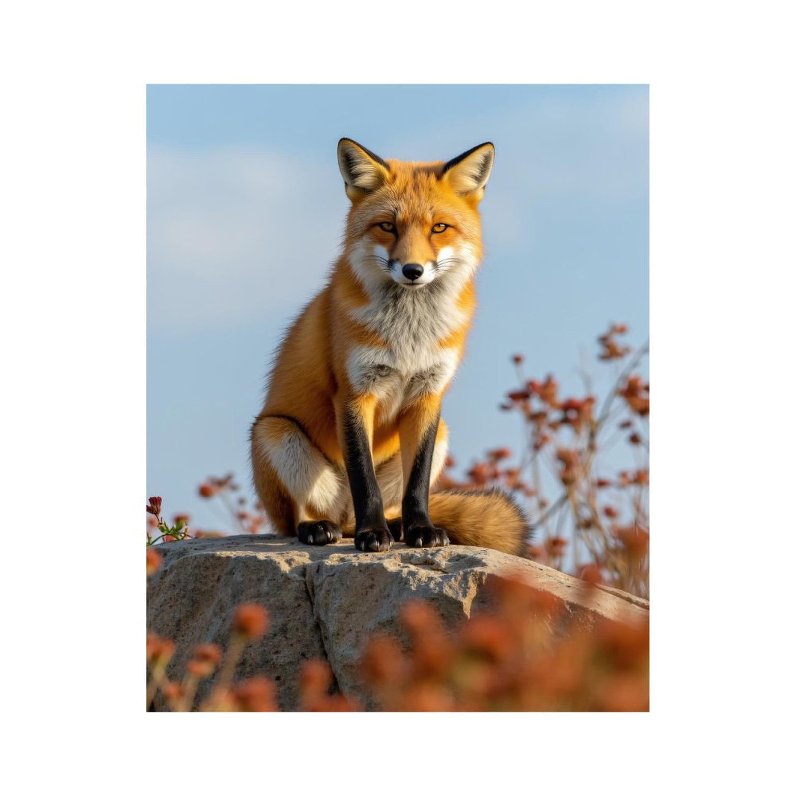 Paint by Numbers Kit for Adults, Red Fox Sitting On Rock Paint by Numbers, Easy Paint by Numbers Kit for Adults Beginner, DIY Adult Paint by Number Kits on Canvas, 12x16in Home Decor