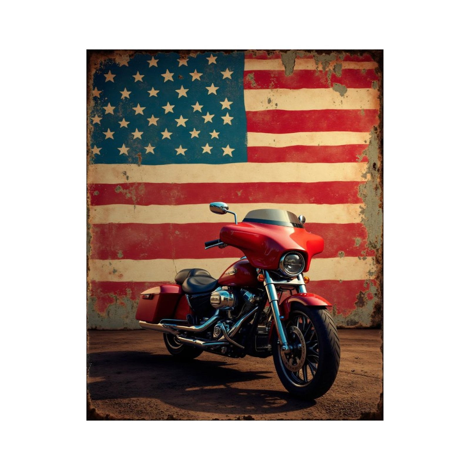 Paint by Numbers Kit for Adults, Red Motorcycle Patriotic Wall Art Paint by Numbers, Easy Paint by Numbers Kit for Adults Beginner, DIY Adult Paint by Number Kits on Canvas, 12x16in Home Decor