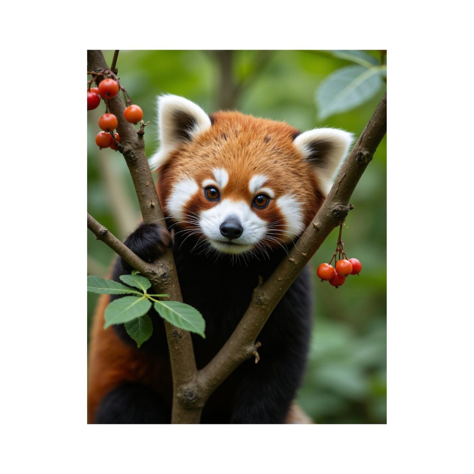 Paint by Numbers Kit for Adults, Red Panda Tree Branch Berries Cute Paint by Numbers, Easy Paint by Numbers Kit for Adults Beginner, DIY Adult Paint by Number Kits on Canvas, Home Decor