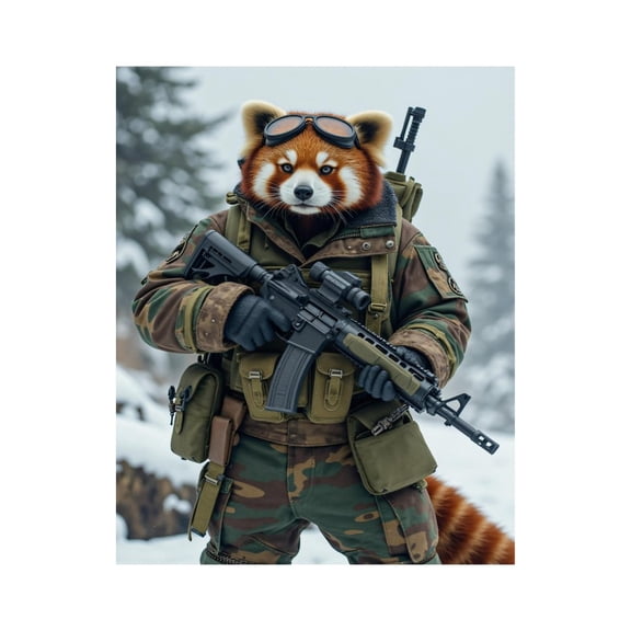 Paint by Numbers Kit for Adults, Red Panda Warrior Camouflage Snow Paint by Numbers, Easy Paint by Numbers Kit for Adults Beginner, DIY Adult Paint by Number Kits on Canvas, Home Decor