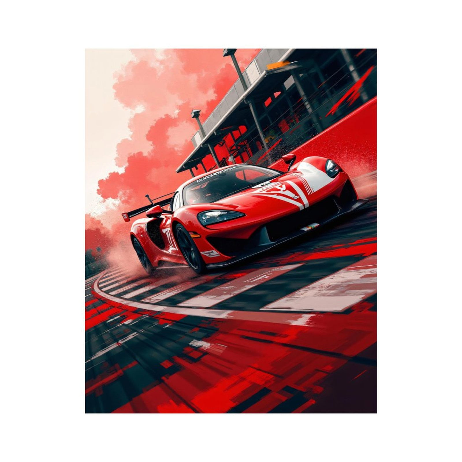Paint by Numbers Kit for Adults, Red Racing Sports Car Track Speed Paint by Numbers, Easy Paint by Numbers Kit for Adults Beginner, DIY Adult Paint by Number Kits on Canvas, 12x16in Home Decor