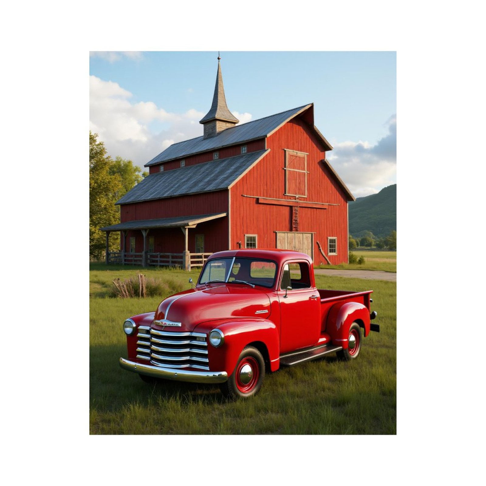 Paint by Numbers Kit for Adults, Red Truck Rustic Barn Landscape Paint by Numbers, Easy Paint by Numbers Kit for Adults Beginner, DIY Adult Paint by Number Kits on Canvas, Home Decor