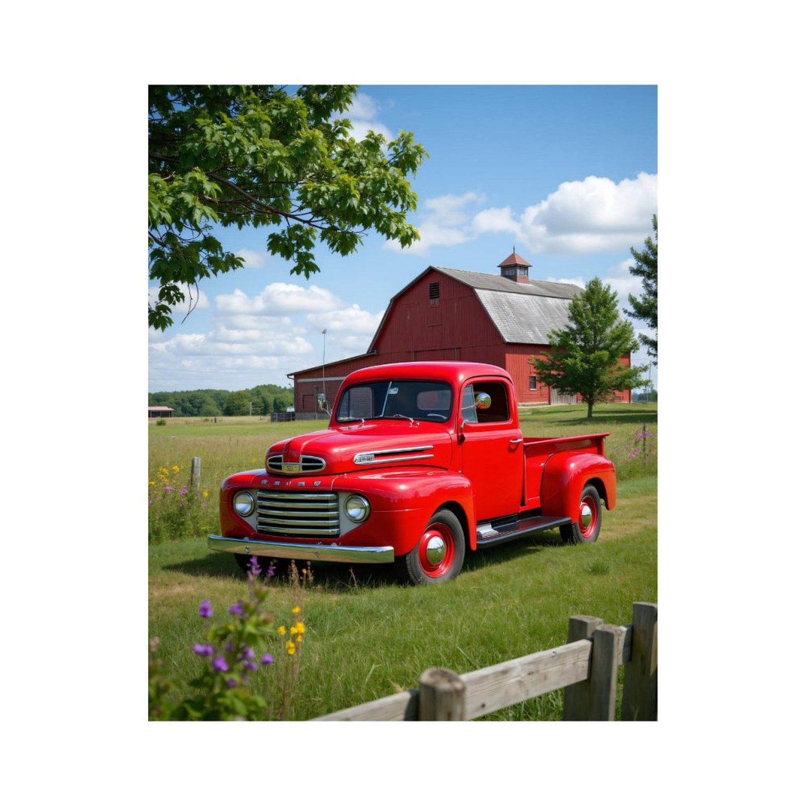 Paint by Numbers Kit for Adults, Red Vintage Truck Rustic Farm Scene ...
