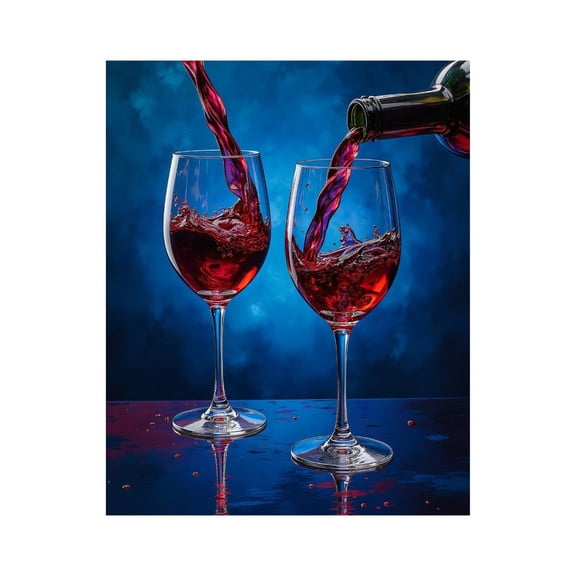 Paint by Numbers Kit for Adults, Red Wine Pouring Glasses Blue Background Paint by Numbers, Easy Paint by Numbers Kit for Adults Beginner, DIY Adult Paint by Number Kits on Canvas, Home Decor