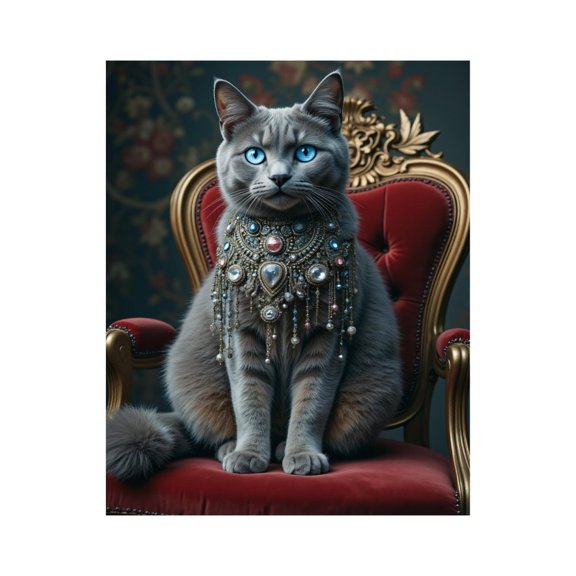 Paint by Numbers Kit for Adults, Regal Cat Jewel Adorned Throne Paint by Numbers, Easy Paint by Numbers Kit for Adults Beginner, DIY Adult Paint by Number Kits on Canvas, 12x16in Home Decor