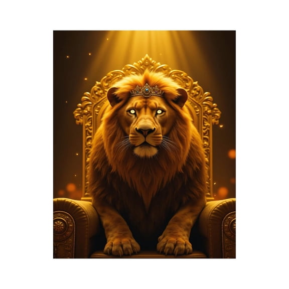 Paint by Numbers Kit for Adults, Regal Lion On Golden Throne Paint by Numbers, Easy Paint by Numbers Kit for Adults Beginner, DIY Adult Paint by Number Kits on Canvas, 12x16in Home Decor