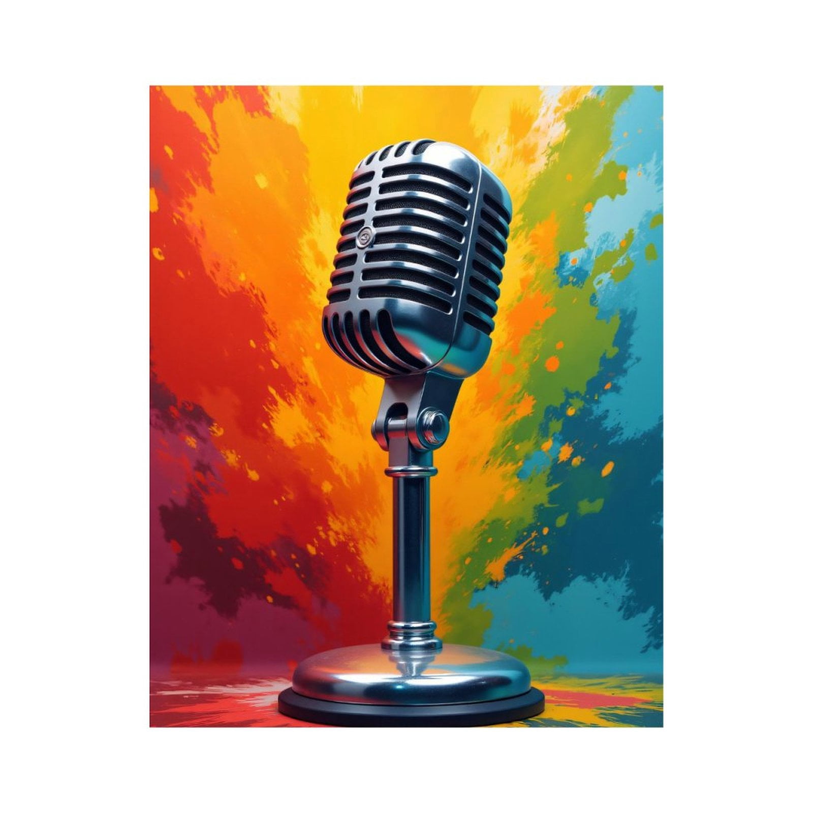 Paint by Numbers Kit for Adults, Retro Microphone Colorful Splash Paint by Numbers, Easy Paint by Numbers Kit for Adults Beginner, DIY Adult Paint by Number Kits on Canvas, Home Decor