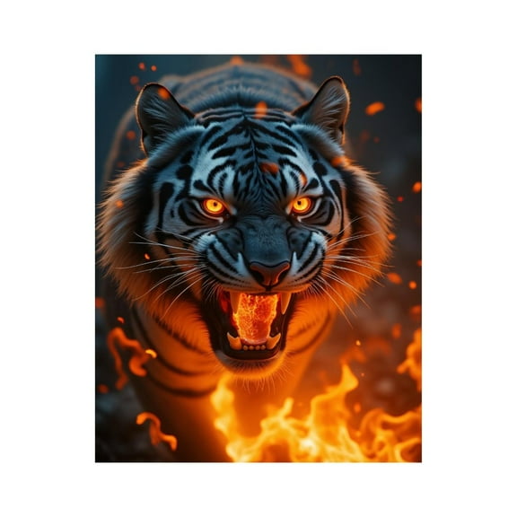 Paint by Numbers Kit for Adults, Roaring Flame Fierce Tiger Scene Paint by Numbers, Easy Paint by Numbers Kit for Adults Beginner, DIY Adult Paint by Number Kits on Canvas, Home Decor