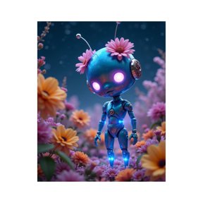 Paint by Numbers Kit for Adults, Robot In Floral Meadow Fantasy Paint by Numbers, Easy Paint by Numbers Kit for Adults Beginner, DIY Adult Paint by Number Kits on Canvas, Home Decor