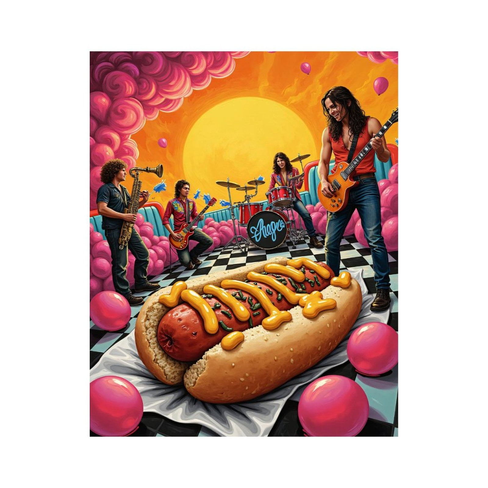 Paint by Numbers Kit for Adults, Rock Band Surreal Hotdog Reverie Paint by Numbers, Easy Paint by Numbers Kit for Adults Beginner, DIY Adult Paint by Number Kits on Canvas, 12x16in Home Decor