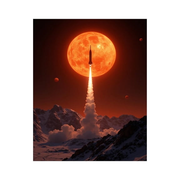Paint by Numbers Kit for Adults, Rocket Launching Lunar Landscape Paint by Numbers, Easy Paint by Numbers Kit for Adults Beginner, DIY Adult Paint by Number Kits on Canvas, 12x16in Home Decor