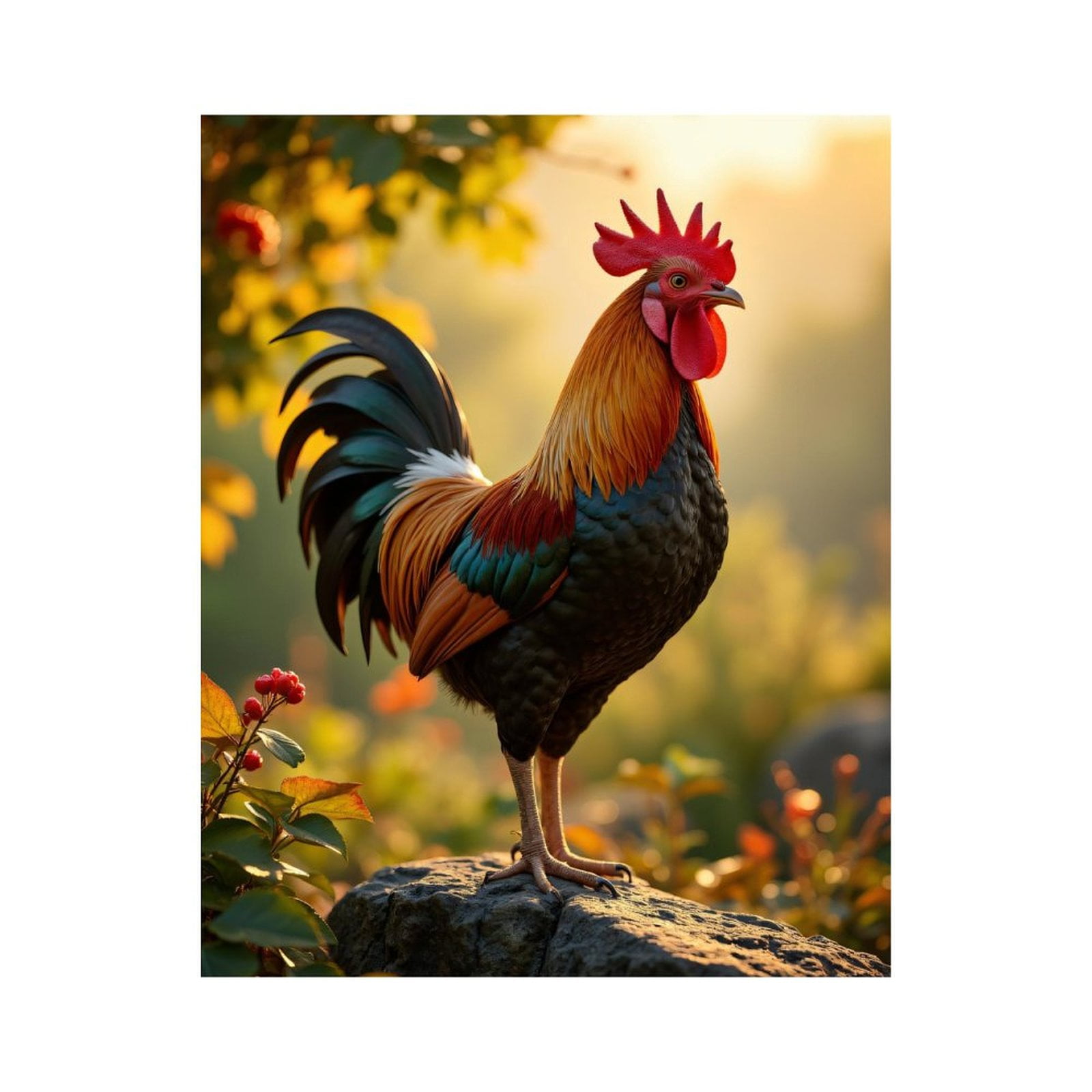Paint by Numbers Kit for Adults, Rooster Morning Sunlight Rock Nature Paint by Numbers, Easy Paint by Numbers Kit for Adults Beginner, DIY Adult Paint by Number Kits on Canvas, Home Decor