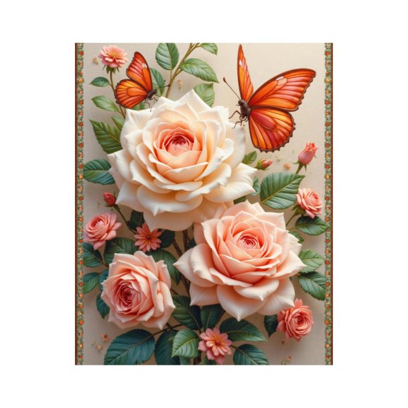 Paint by Numbers Kit for Adults, Roses And Butterflies Delight Paint by Numbers, Easy Paint by Numbers Kit for Adults Beginner, DIY Adult Paint by Number Kits on Canvas, Home Decor